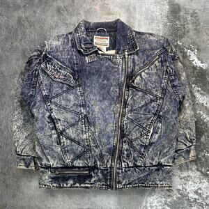 Vintage 80s Acid Washed Punk Denim Jacket! Sherpa Lined Biker Jacket. Stefano